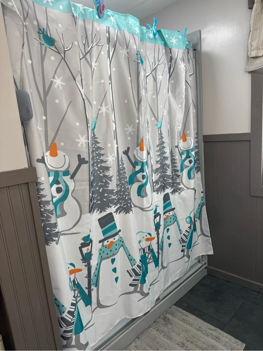 Winter Wonderland Adorable Snowman Winter Standard Shower Curtain